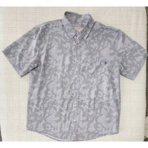 Huk Shirt Mens XL Short Sleeve Button Down Performance Gray Camo Fishing Outdoor